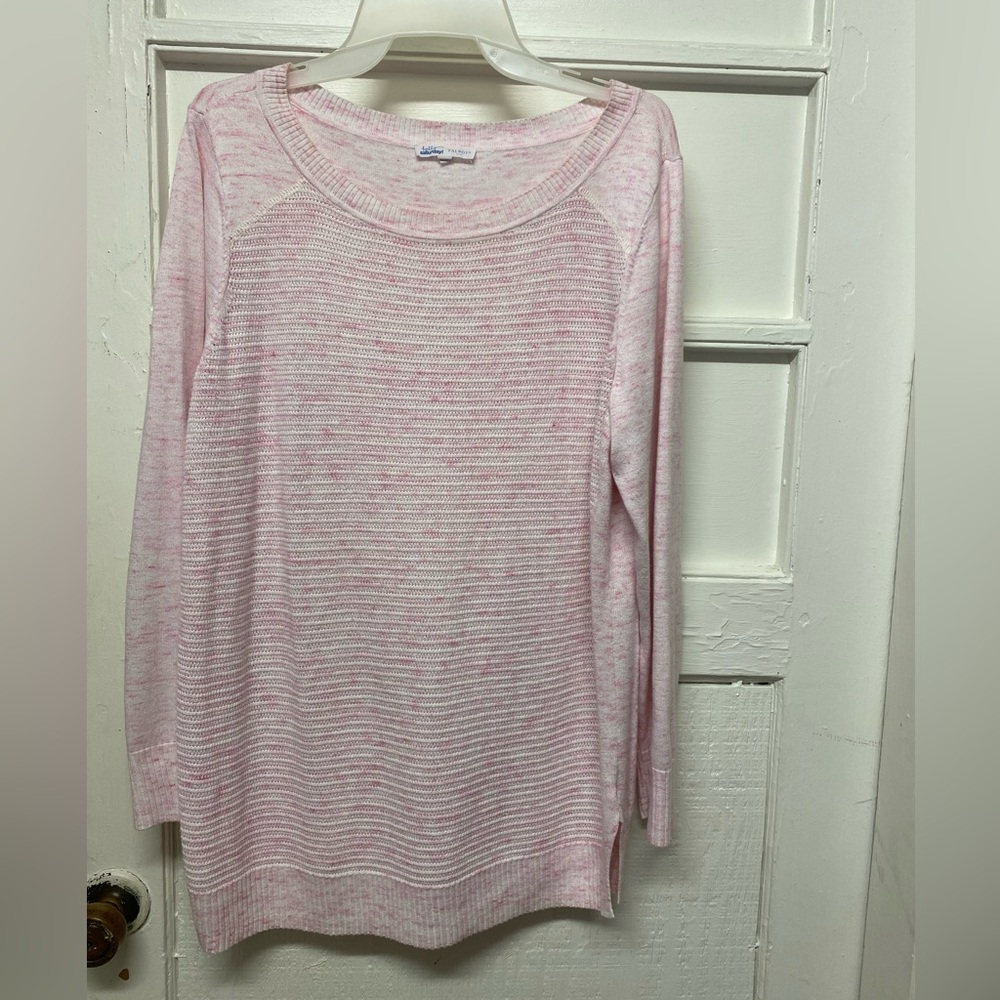 Hello Saturday Talbots Womens Scoop Neck Knit Sweater Size LARGE Blush Pink